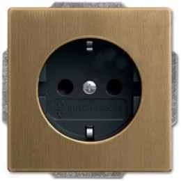 2011-0-6247 (23 EUCKS-845-507), Розетка SCHUKO 16А 250В с защитными шторками, винтовые клеммы, серия Династия, Латунь античная, черная роспись, ABB