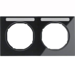 10122235 Рамка с полем для надписей R.3 Черный с блеском 2-постовая Berker