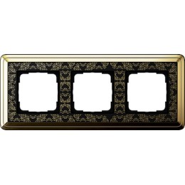 0213672 Рамка Classix Art Латунь / Черный 3-постовая Gira