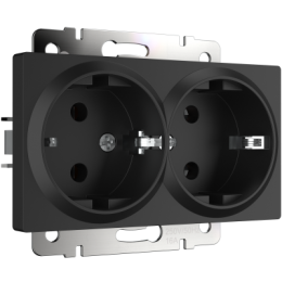 WL08-SKG-02-IP20 Розетка двойная с заземлением (черный матовый) Antik Werkel a040288