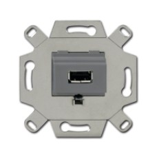 0230-0-0420 (0261/13-500), Механизм USB-розетки/разъёма, USB-type A, USB2.0, 5 полюсов, цвет серый, ABB 0230-0-0420 (0261/13-500), Механизм USB-розетки/разъёма, USB-type A, USB2.0, 5 полюсов, цвет серый, ABB