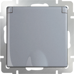 WL06-SKGSC-01-IP44 Розетка влагозащ. с зазем. с защит. крышкой и шторками  (серебряный) Antik Werkel a029832