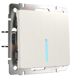 WL13-SW-1G-2W-LED Выключатель одноклавишный проходной с подсветкой (перламутровый рифленый) Antik Werkel a040895