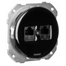 34708272 Розетка двойная компьютер + телефон RJ45+RJ11 , черный фарфор Fontini DO 34708272 Розетка двойная компьютер + телефон RJ45+RJ11 , черный фарфор Fontini DO