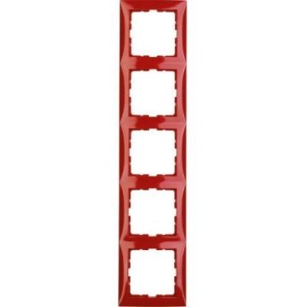 10158962 Рамка S.1 Красный с блеском 5-постовая вертикальная Berker