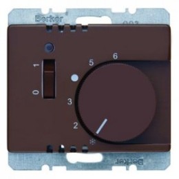 20310001 Регулятор температуры помещения 24 В с размыкающим контактом, центральной панелью, одноклавишным выключателем и светодиодом цвет: коричневый, с блеском Arsys Berker