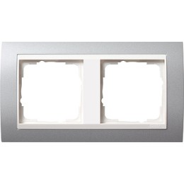 0212326 Рамка Event Алюминий / Белый 2-постовая Gira