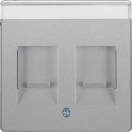 11816084 Центральная панель с заслонками от пыли и полем для надписи, Q.1/Q.3, цвет: алюминиевый, с эффектом бархата Berker