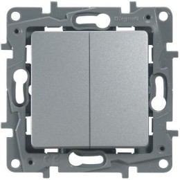 672412 Выключатель/переключатель двухклавишный - Etika - 10 A - 250 В~ - алюминий Legrand