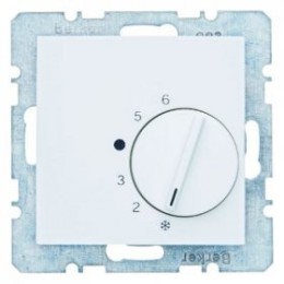 20261909 Регулятор температуры помещения с переключающим контактом и центральной панелью цвет: полярная белизна, матовый S.1/B.1/B.3/B.7 Glas Berker