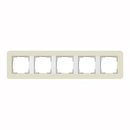 0215417	 Рамка с белой подложкой E3 Песочный / Белый 5-постовая Gira