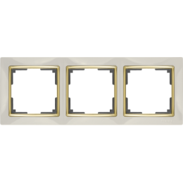 WL03-Frame-03-ivory-GD Рамка на 3 поста (слоновая кость/золото) Snabb Werkel a035249