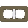 0212416	 Рамка с белой подложкой E3 Умбра / Белый 2-постовая Gira