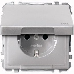 MTN2414-4060 Механизм розетки SCHUKO с крышкой, сталь Merten