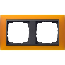 021214 Рамка Event Янтарный / Черный 2-постовая Gira