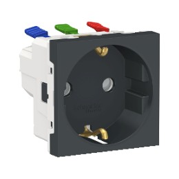 NU305754 Розетка с зазем., со штор., с быстроз. клем., 16А 250В, 2мод Антрацит Schneider Electric