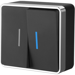 WL15-03-03 Выключатель двухклавишный с подсветкой Gallant (черный/хром) Gallant Werkel a041702