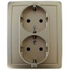 1590456-034 Розетка двойная с заземлением Schuko, винтовой зажим, 16А 250В, шампань Simon 15