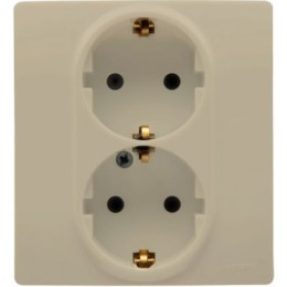 672333 Розетка 2 x 2К+З со шторками - немецкий стандарт - автоматические зажимы - 16 А - 250 В~ - Etika - слоновая кость Legrand