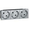 079283 Mosaic Розетка 3Х2к+З немецкий стандарт 45° алюминий Legrand