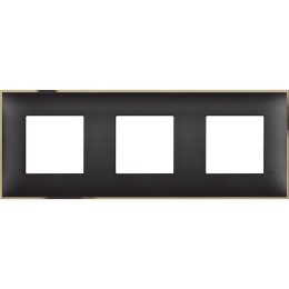 Рамка на 3 поста немецкий стандарт - 6 модулей. Цвет Чёрный золото. Bticino серия CLASSIA. R4802M3BD