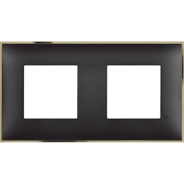 Рамка на 2 поста немецкий стандарт - 4 модуля. Цвет Чёрный золото. Bticino серия CLASSIA. R4802M2BD