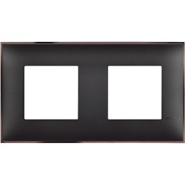 Рамка на 2 поста немецкий стандарт - 4 модуля. Цвет Чёрный никель. Bticino серия CLASSIA. R4802M2BH