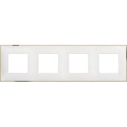 Рамка на 4 поста немецкий стандарт - 8 модулей. Цвет Белый золото. Bticino серия CLASSIA. R4802M4WD