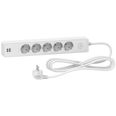 ST945U3W UNICA EXTEND удлинитель 5 розеток 2К+З, кабель 3м, 2 USB, белый ST945U3W UNICA EXTEND удлинитель 5 розеток 2К+З, кабель 3м, 2 USB, белый